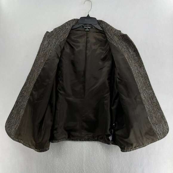 Ellen Tracy Blazer Jacket Women's Sz 10 Brown One Button Collared Pockets Tweed - Picture 3 of 13